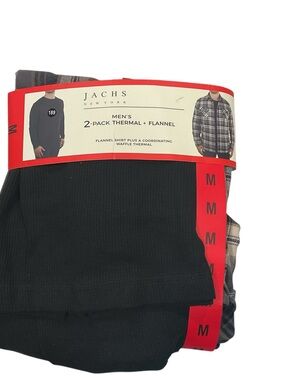 Jachs Men's 2-Pack Thermal & Flannel Set - Black & Gray Plaid